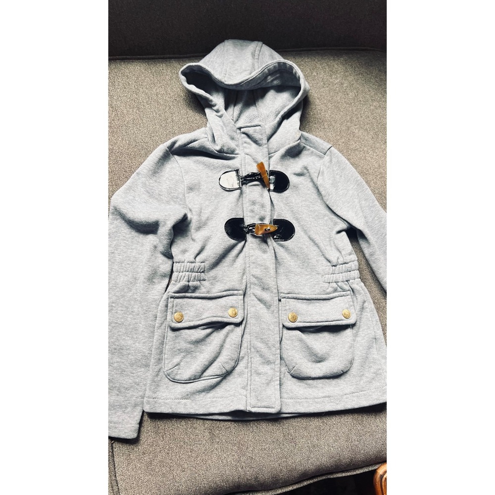 Pink Platinum Toggle Coat Kids Size 6X Gray Hooded Fleece Jacket Zip Up